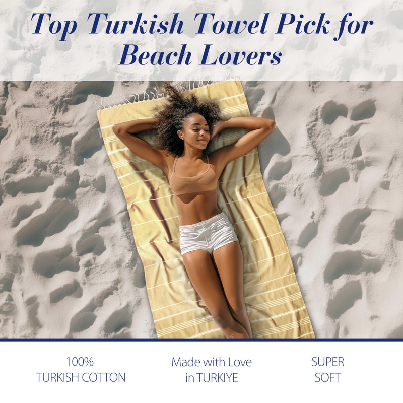 Cacala Lightweight and Thin Turkish Beach Towel 100% Cotton Sand-Free and Quick-Drying Goodness Perfect as an Extra Large Travel Towel, Beach Accessory, or Gift for Beach Lovers, 37 x 70 - Image 3